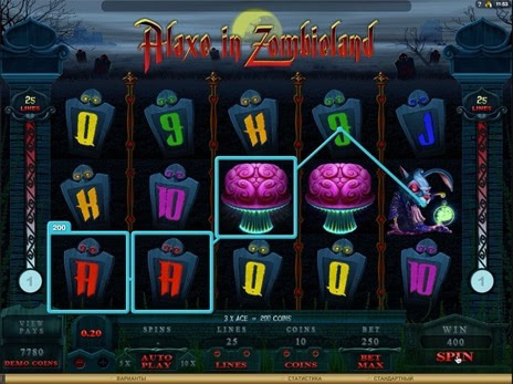 Игровые автоматы Alaxe in Zombieland выпадение wild символа