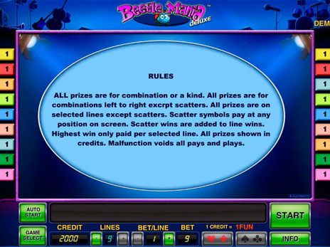 Игровые автоматы Beetle Mania Deluxe правила игры