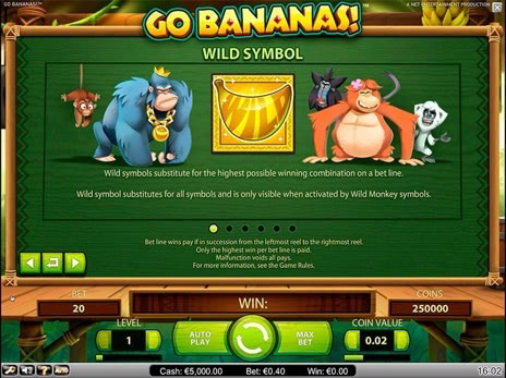 Игровые автоматы Go Bananas описание дикого символа