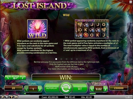 Игровые автоматы Lost Island описание дикого символа