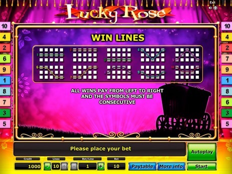 Игровые автоматы Lucky Rose описание выигрышных линий