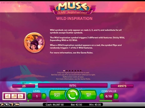 Игровые автоматы Muse: Wild Inspiration описание дикого символа