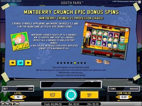 Онлайн автоматы South Park описание эпические бонусные вращения минтберри кранча