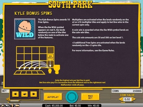 Онлайн автоматы South Park описание бесплатных вращений Кайла