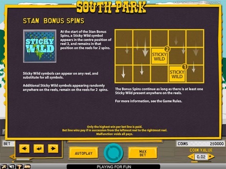 Игровые автоматы South Park описание бонус игры Стэна